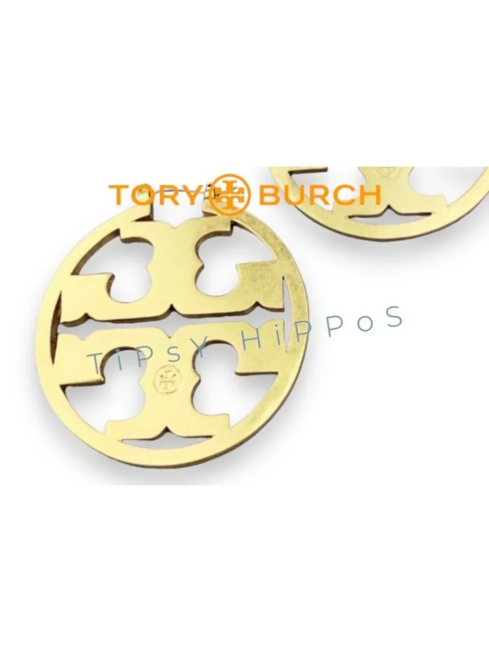 Authentic Tory Burch Miller Hoops in Hunter Green and Gold